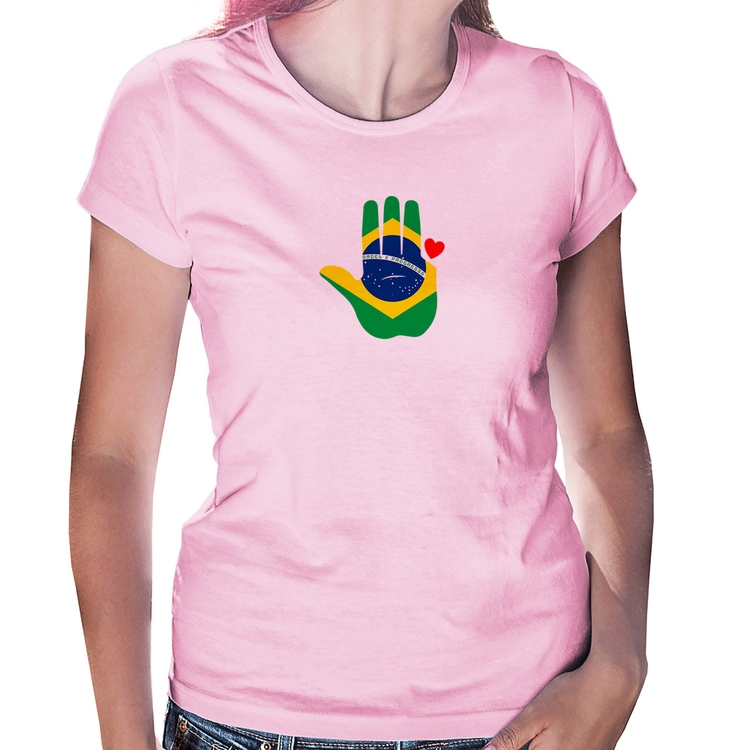 Baby Look Mão Lula Coração Bandeira Brasil 2026 PT 13 - Rosa Bebê