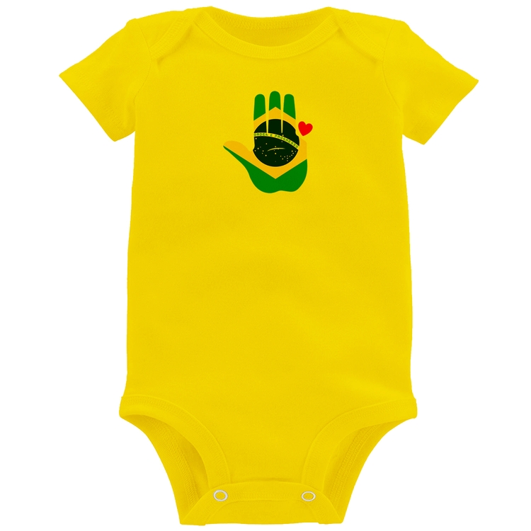 Body Bebê Mão Lula Coração Bandeira Brasil 2026 PT 13 - Amarelo