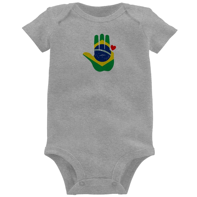 Body Bebê Mão Lula Coração Bandeira Brasil 2026 PT 13 - Cinza