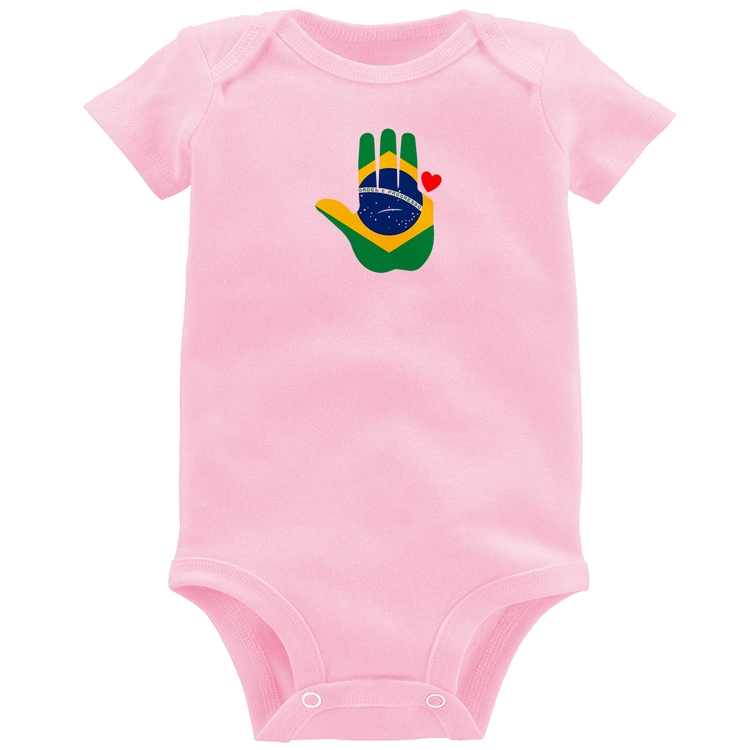 Body Bebê Mão Lula Coração Bandeira Brasil 2026 PT 13 - Rosa Bebê