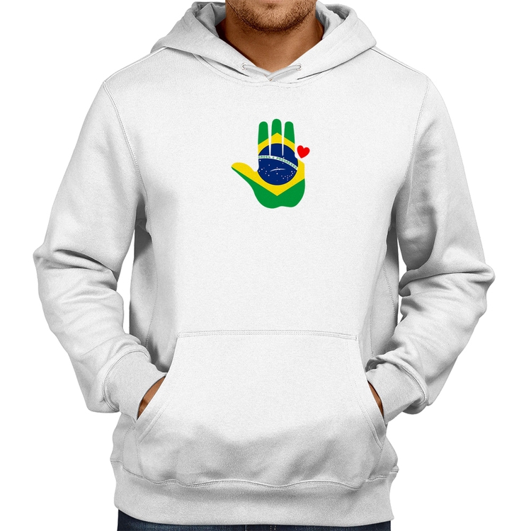 Moletom Mão Lula Coração Bandeira Brasil 2026 PT 13 - Branco