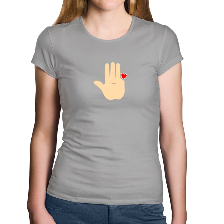 Baby Look Algodão Mão Lula Coração Dedos 2026 PT 13 - Cinza