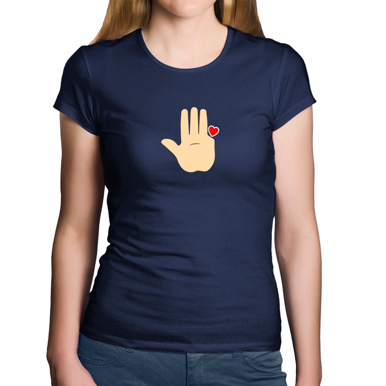 Baby Look Algodão Mão Lula Coração Dedos 2026 PT 13 - Marinho