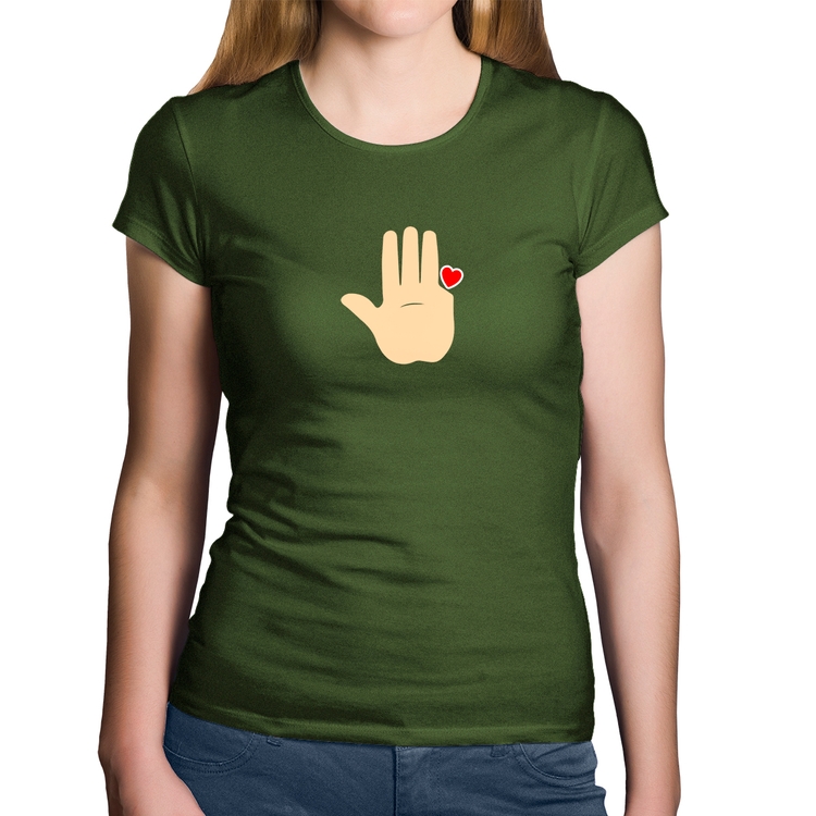 Baby Look Algodão Mão Lula Coração Dedos 2026 PT 13 - Musgo