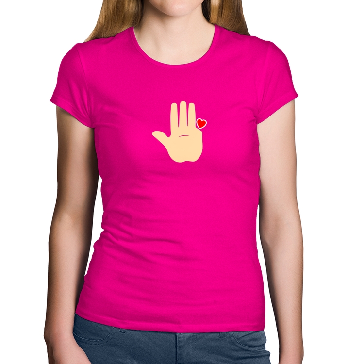 Baby Look Algodão Mão Lula Coração Dedos 2026 PT 13 - Rosa