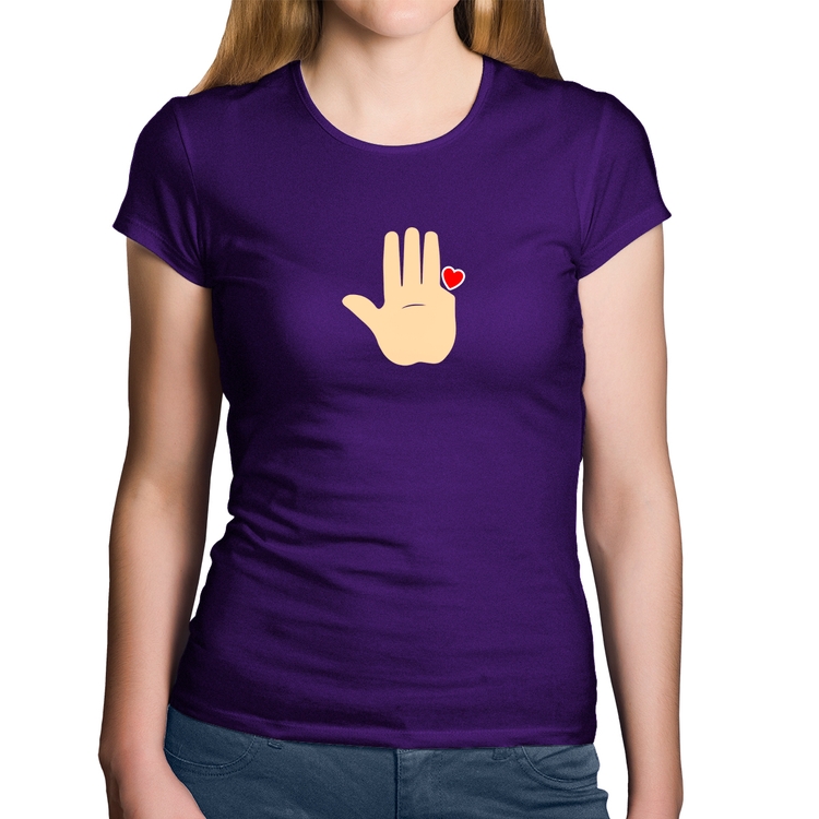 Baby Look Algodão Mão Lula Coração Dedos 2026 PT 13 - Roxa