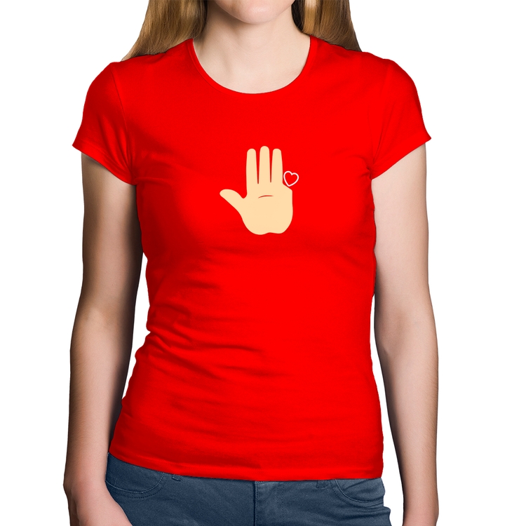 Baby Look Algodão Mão Lula Coração Dedos 2026 PT 13 - Vermelha