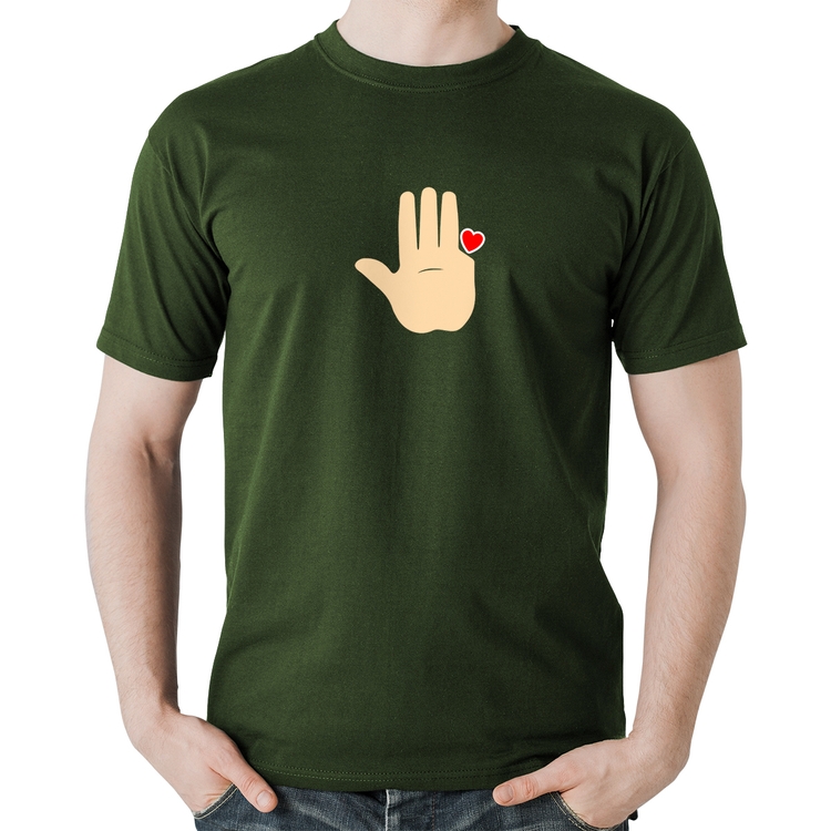 Camiseta Algodão Mão Lula Coração Dedos 2026 PT 13 - Musgo