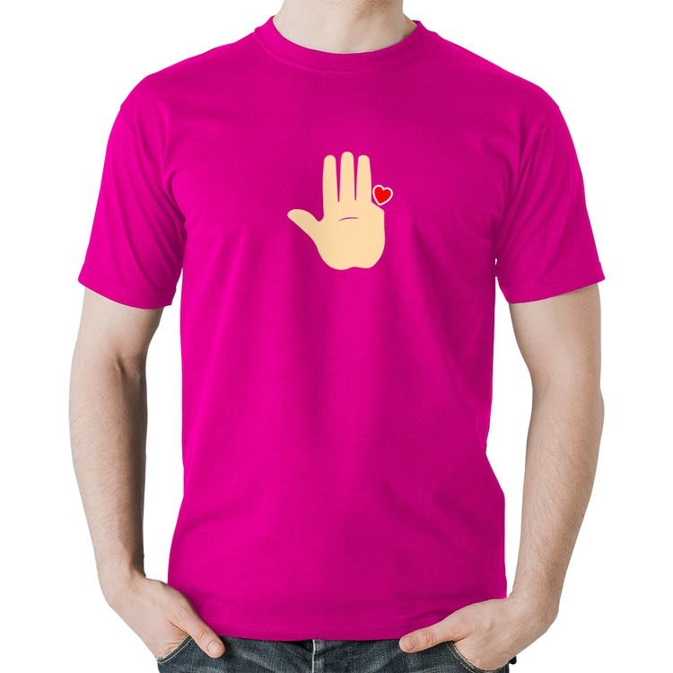 Camiseta Algodão Mão Lula Coração Dedos 2026 PT 13 - Rosa