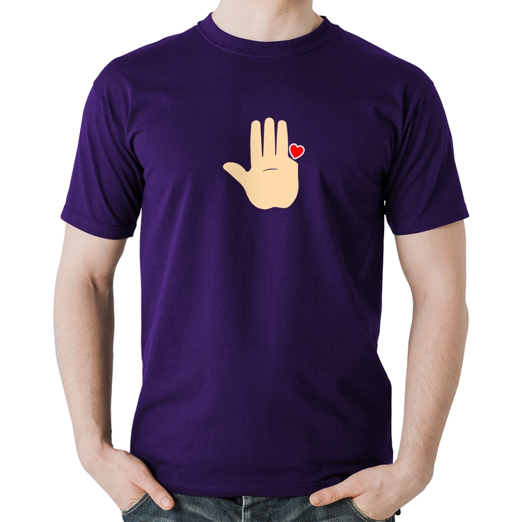 Camiseta Algodão Mão Lula Coração Dedos 2026 PT 13 - Roxa