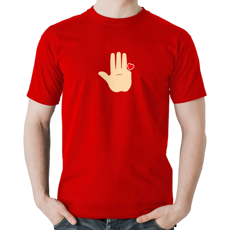 Camiseta Algodão Mão Lula Coração Dedos 2026 PT 13 - Vermelha