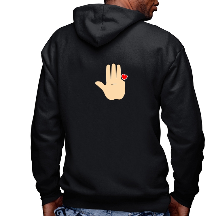 Blusa Moletom Mão Lula Coração Dedos 2026 PT 13 Masculina com Capuz e Zíper
