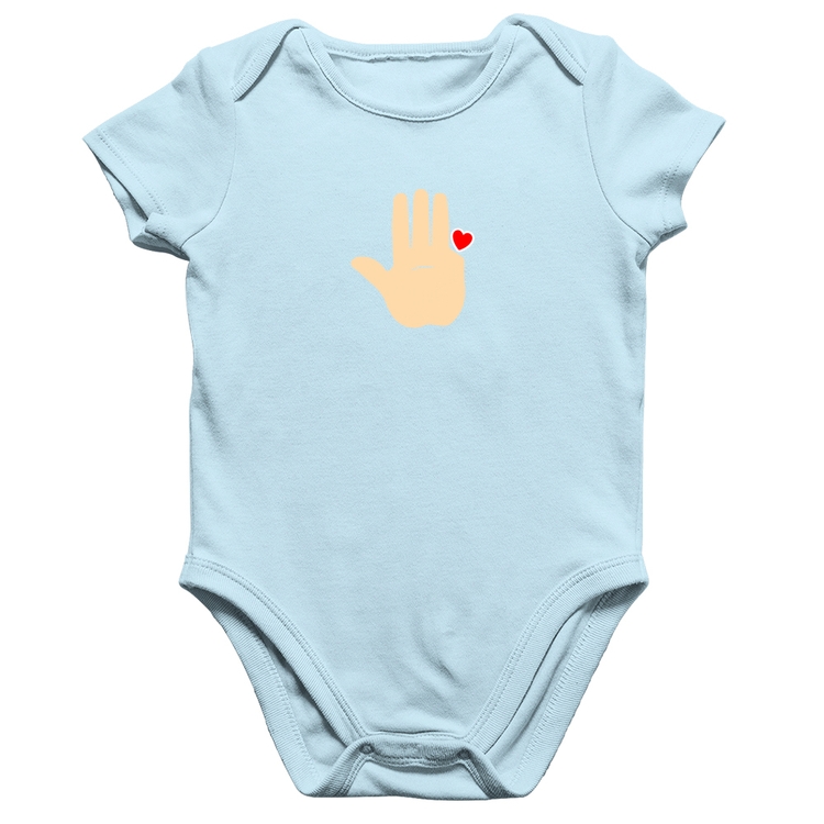 Body Bebê Algodão Mão Lula Coração Dedos 2026 PT 13 - Azul Bebê