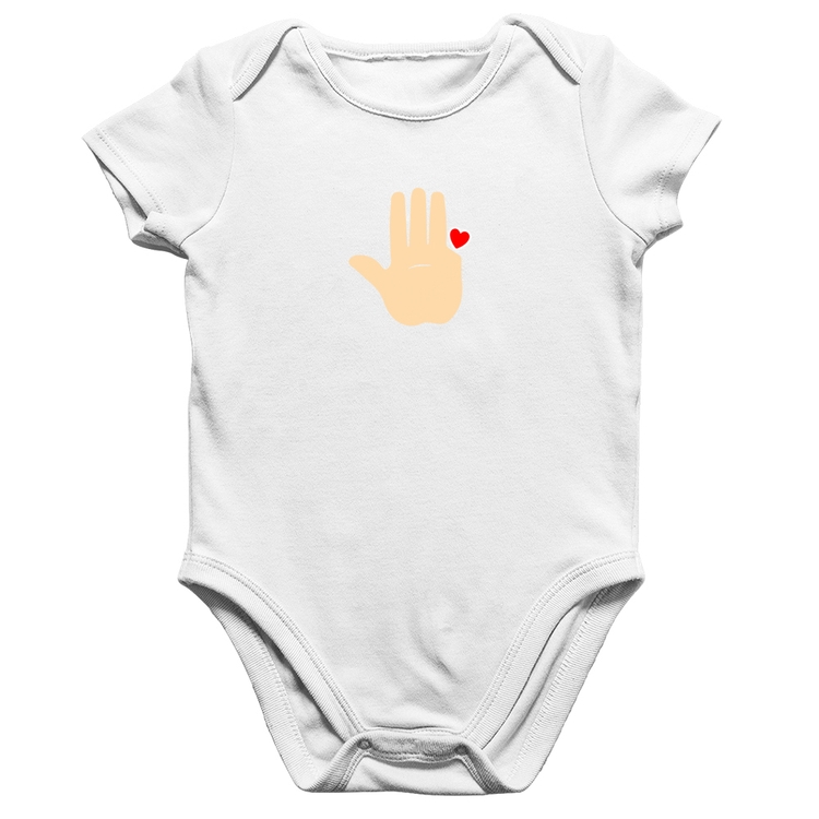 Body Bebê Algodão Mão Lula Coração Dedos 2026 PT 13 - Branco