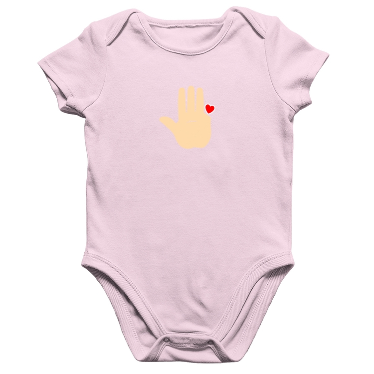 Body Bebê Algodão Mão Lula Coração Dedos 2026 PT 13 - Rosa Bebê