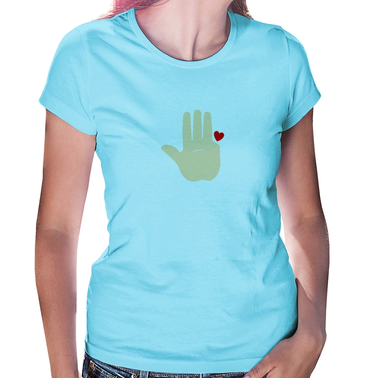 Baby Look Mão Lula Coração Dedos 2026 PT 13 - Azul Bebê