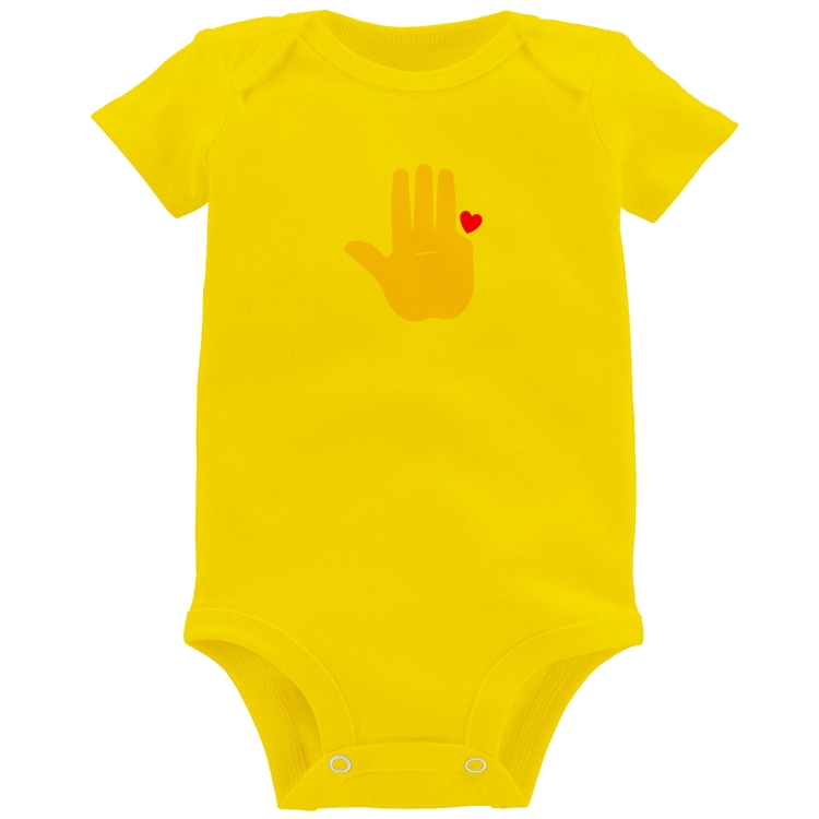 Body Bebê Mão Lula Coração Dedos 2026 PT 13 - Amarelo