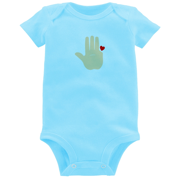 Body Bebê Mão Lula Coração Dedos 2026 PT 13 - Azul Bebê