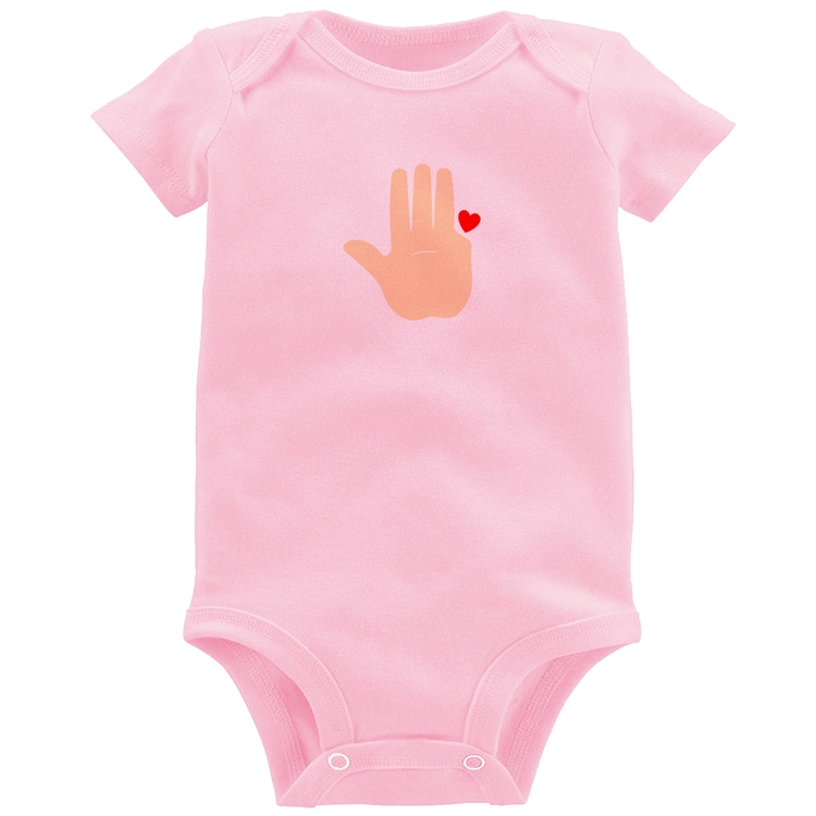 Body Bebê Mão Lula Coração Dedos 2026 PT 13 - Rosa Bebê