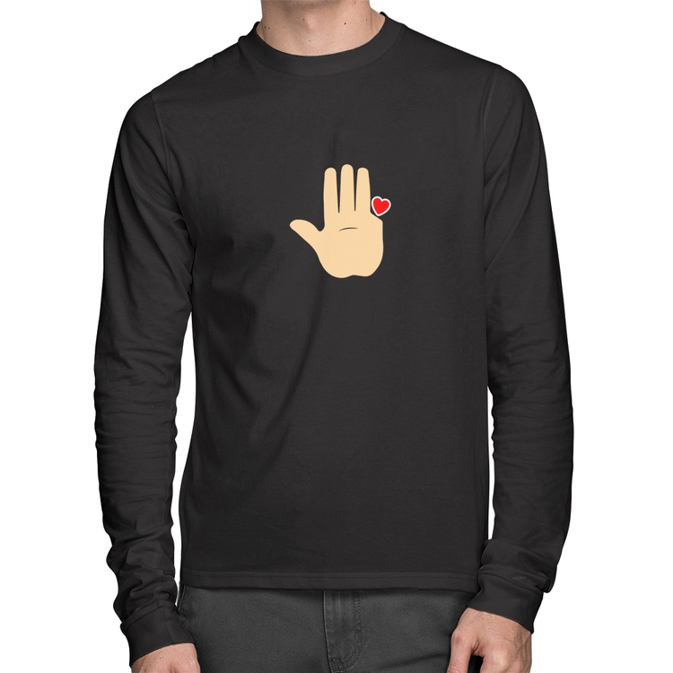 Camiseta Algodão Mão Lula Coração Dedos 2026 PT 13 Manga Longa