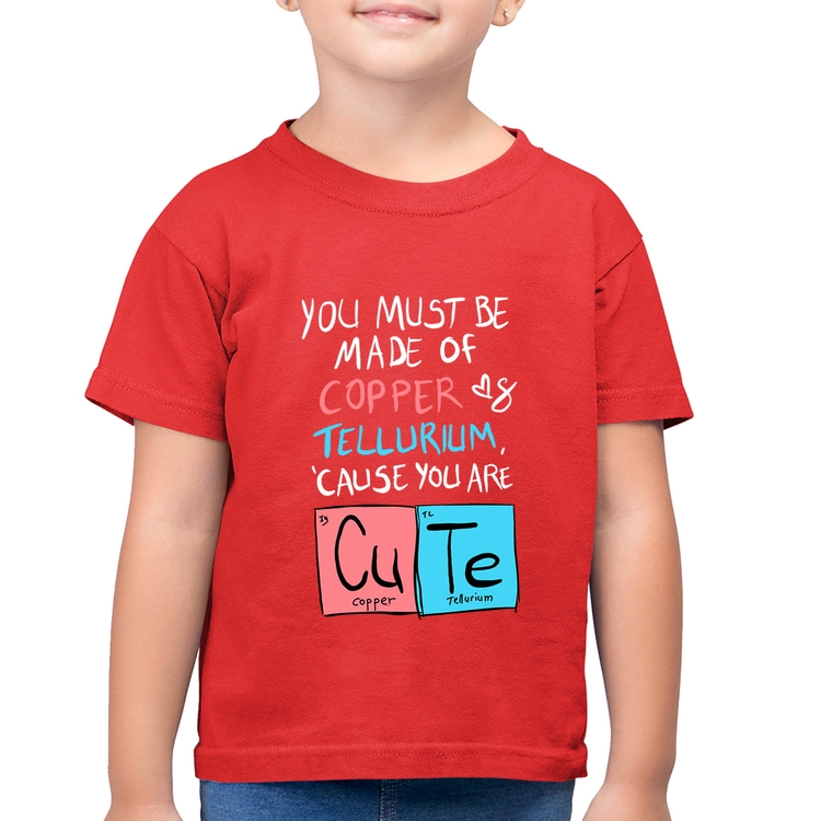 Camiseta Algodão Infantil Made of Cooper Cute - Vermelha