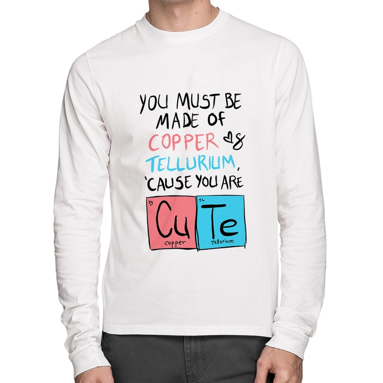 Camiseta Algodão Made of Cooper Cute Manga Longa - Branca