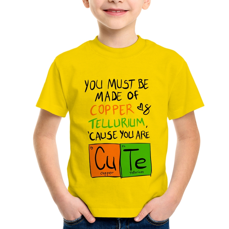 Camiseta Infantil Made of Cooper Cute - Amarela