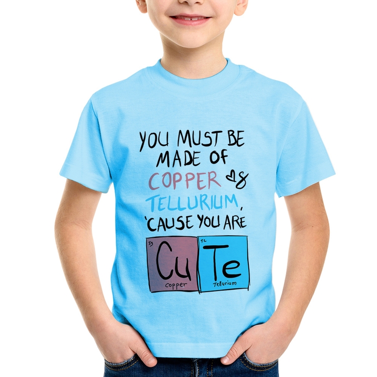 Camiseta Infantil Made of Cooper Cute - Azul Bebê