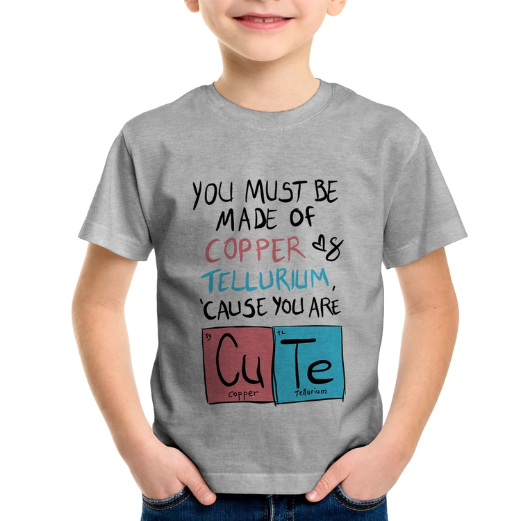 Camiseta Infantil Made of Cooper Cute - Cinza