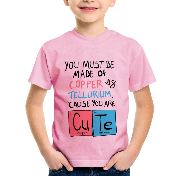 Camiseta Infantil Made of Cooper Cute - Rosa Bebê