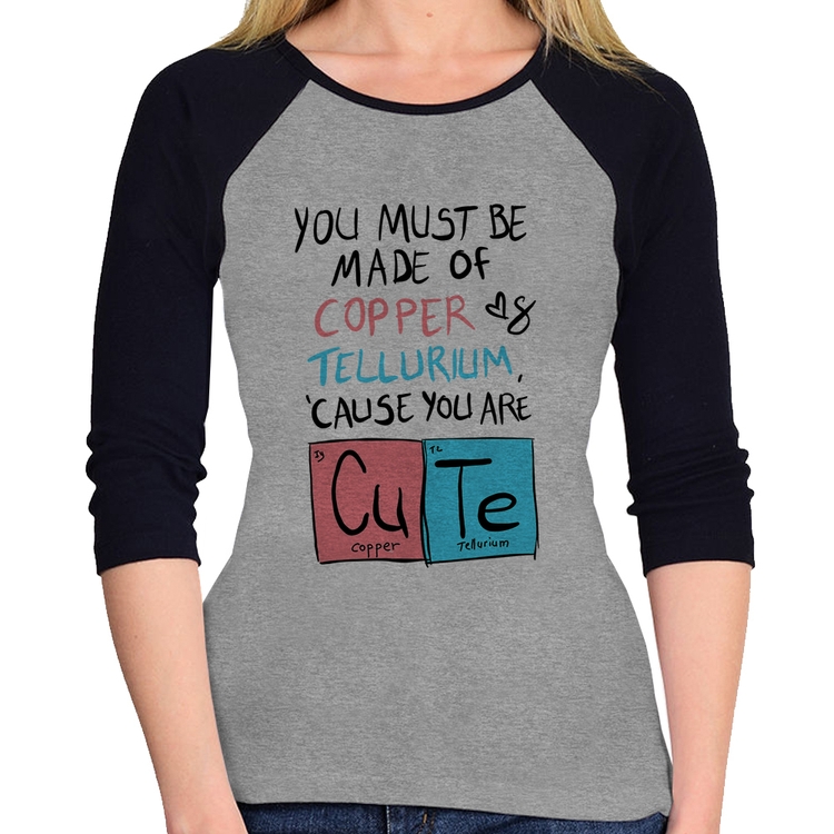 Baby Look Raglan Made of Cooper Cute Manga 3/4 - Cinza/Preto