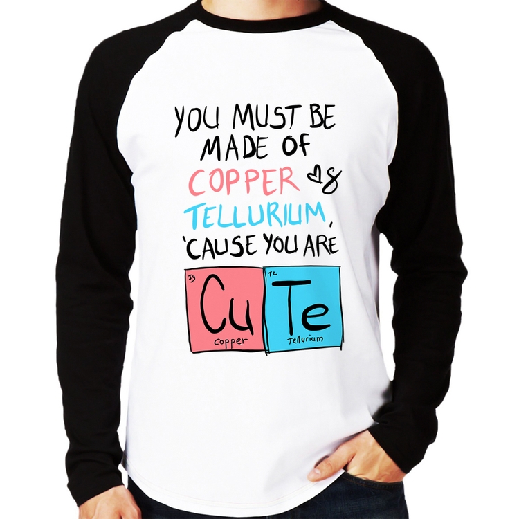 Camiseta Raglan Made of Cooper Cute Manga Longa