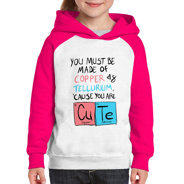 Moletom Infantil Made of Cooper Cute - Branco/Rosa