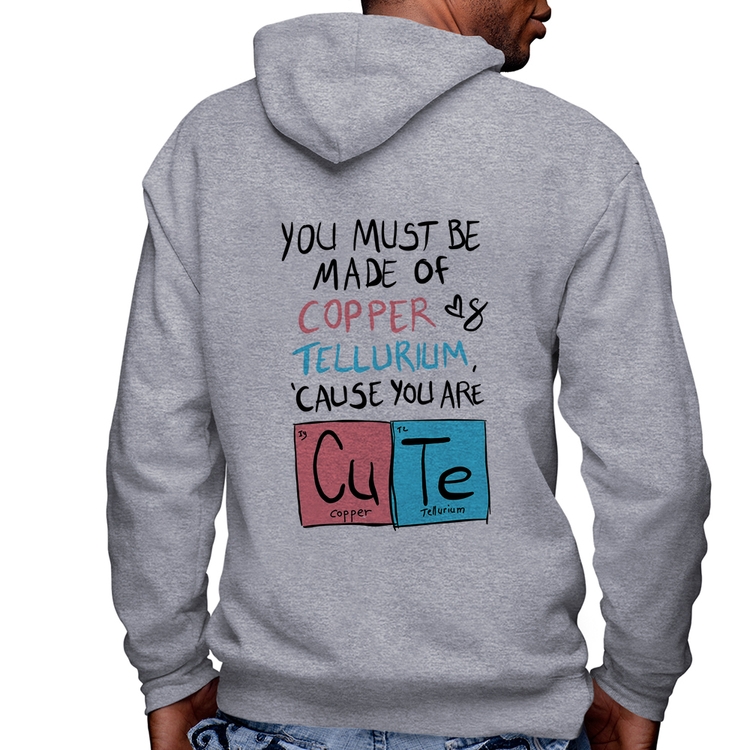 Blusa Moletom Made of Cooper Cute Masculina com Capuz e Zíper - Mescla