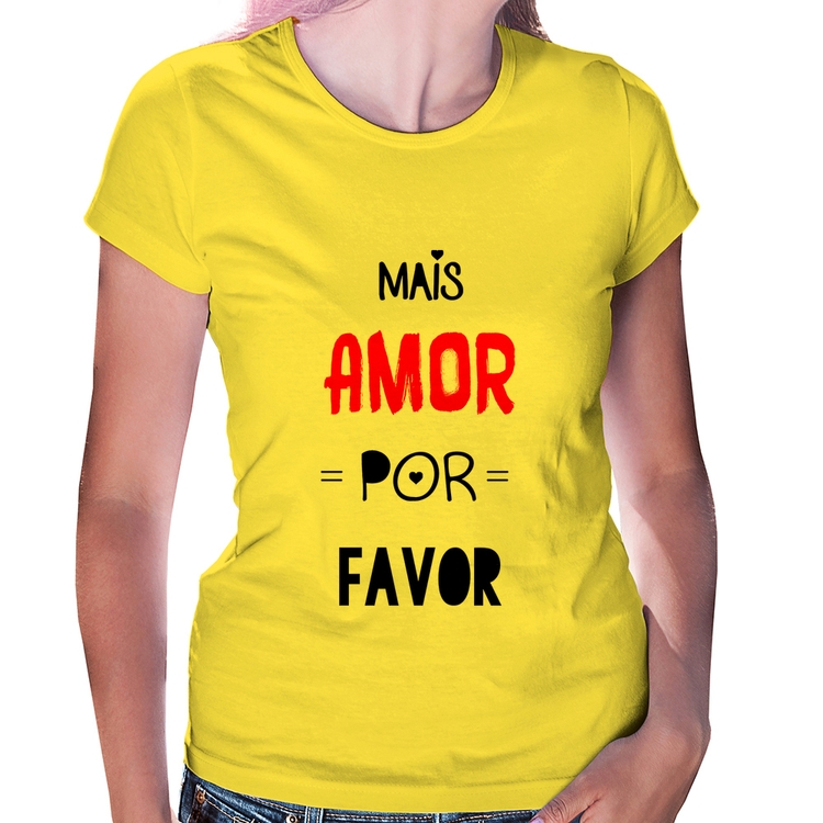 Baby Look Mais Amor Por Favor - Amarela