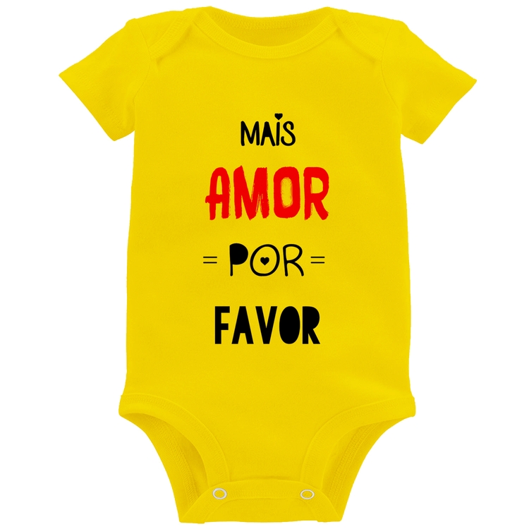Body Bebê Mais Amor Por Favor - Amarelo