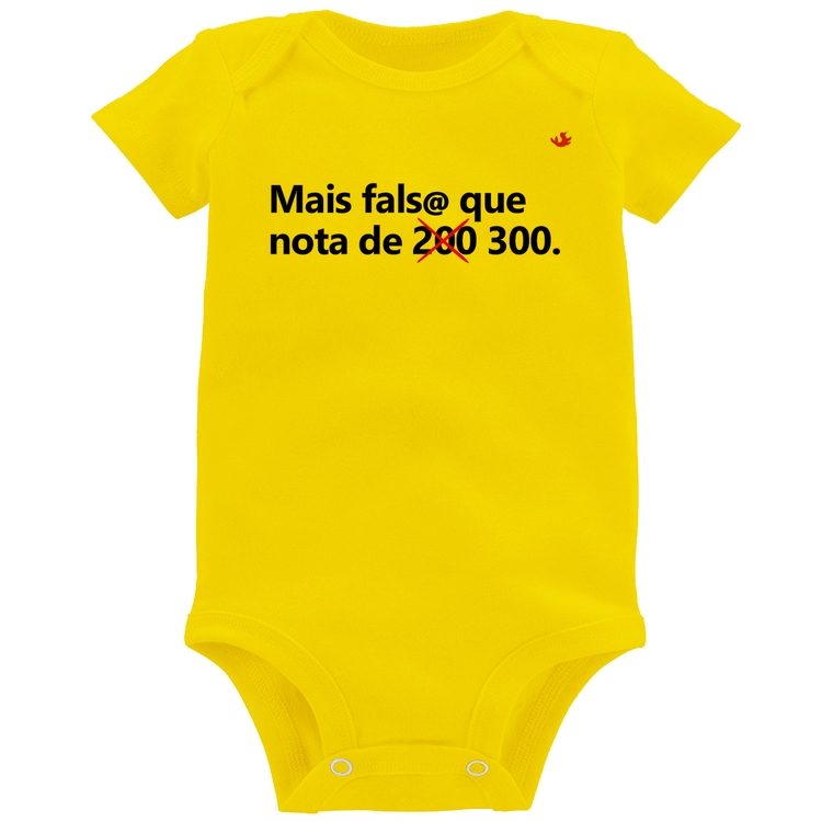 Body Bebê Mais falsa que nota de 300 - Amarelo