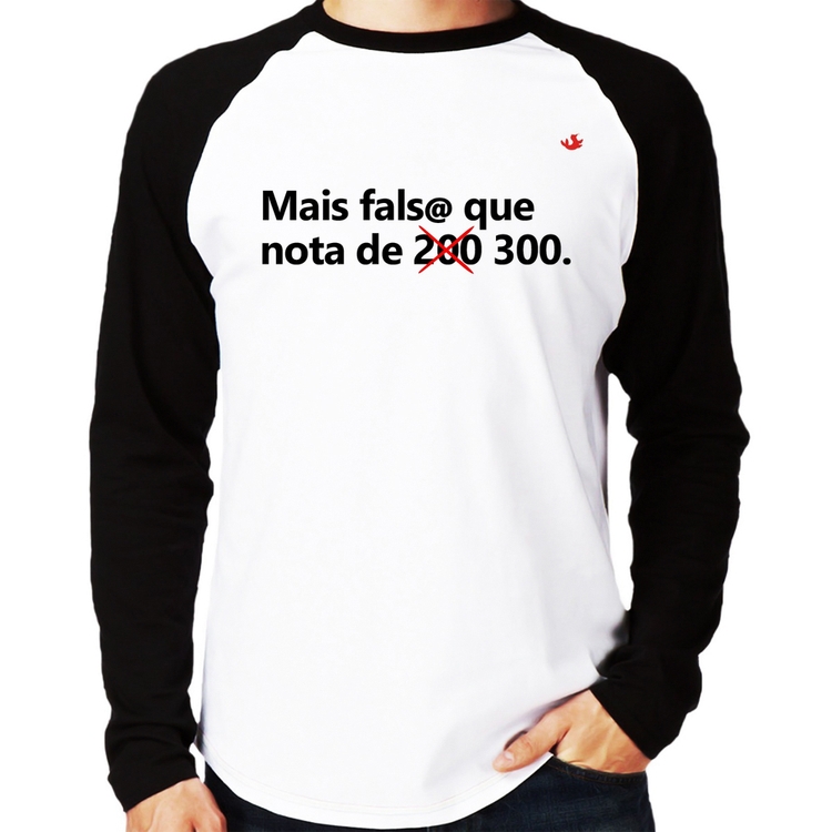 Camiseta Raglan Mais falsa que nota de 300 Manga Longa