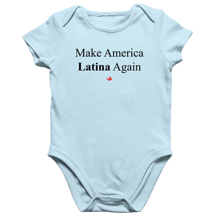 Body Bebê Algodão Make America Latina Again - Azul Bebê