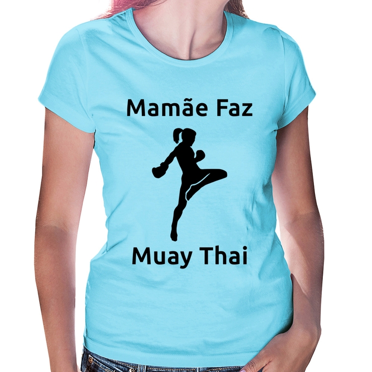 Baby Look Mamãe Faz Muay Thai - Azul Bebê