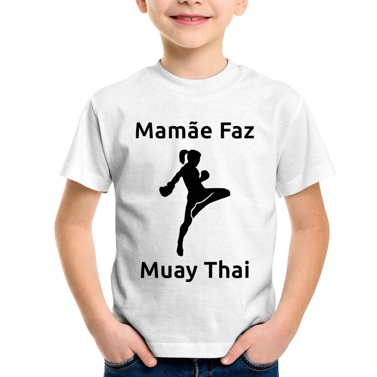 Camiseta Infantil Mamãe Faz Muay Thai