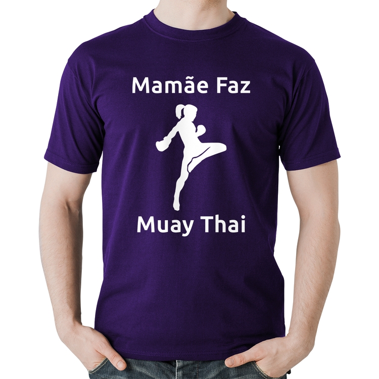 Camiseta Algodão Mamãe Faz Muay Thai - Roxa