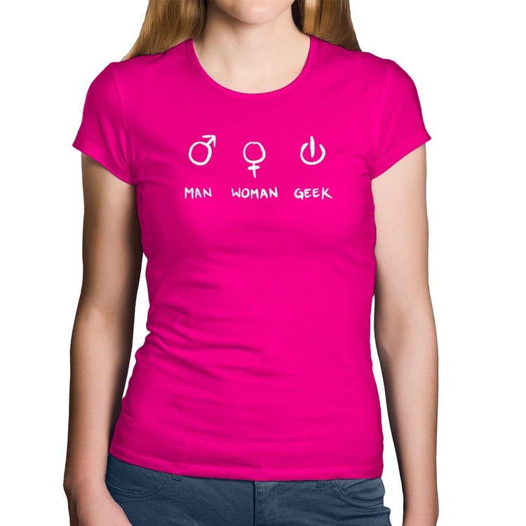 Baby Look Algodão Man Woman Geek - Rosa