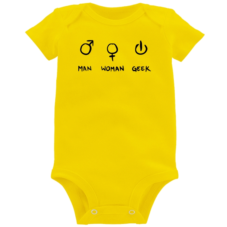 Body Bebê Man Woman Geek - Amarelo