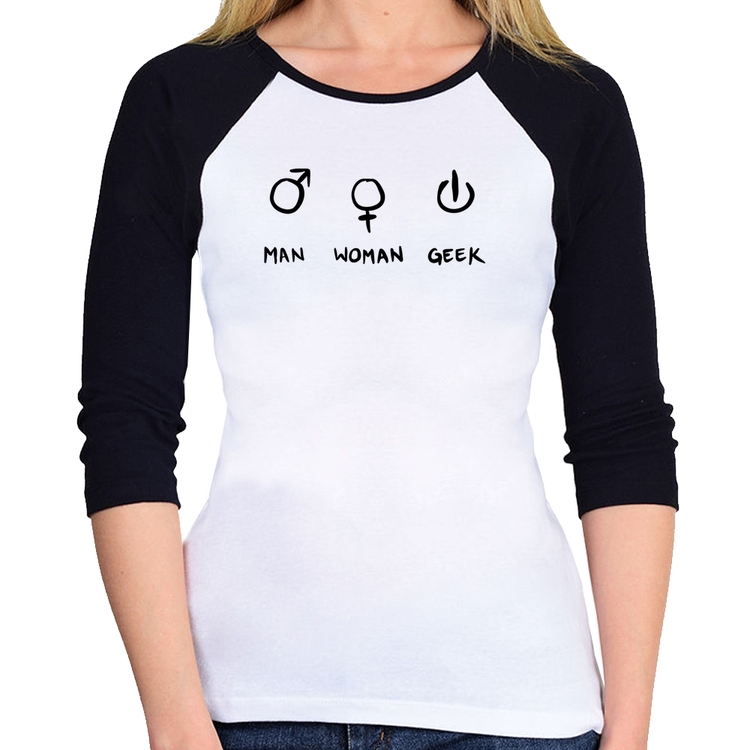 Baby Look Raglan Man Woman Geek Manga 3/4