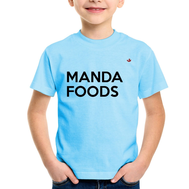 Camiseta Infantil Manda Foods - Azul Bebê