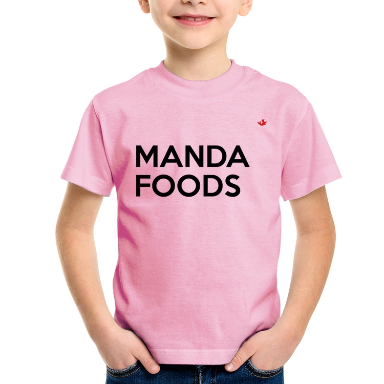 Camiseta Infantil Manda Foods - Rosa Bebê