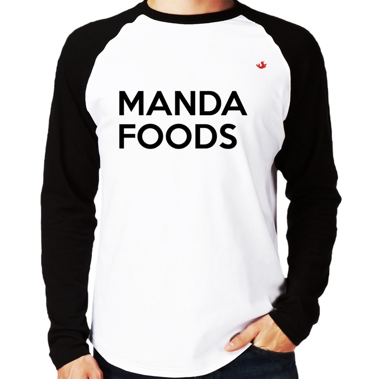 Camiseta Raglan Manda Foods Manga Longa