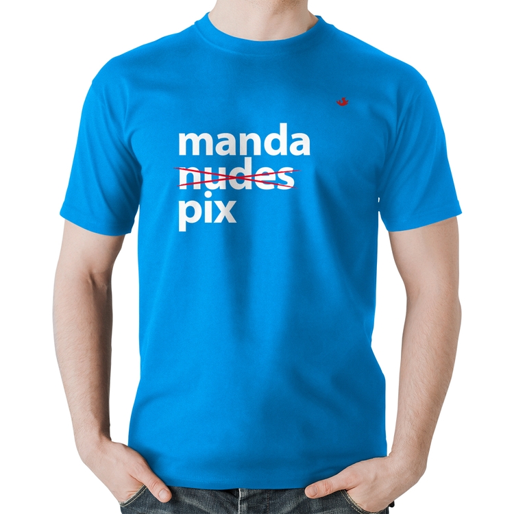 Camiseta Algodão Manda PIX - Azul