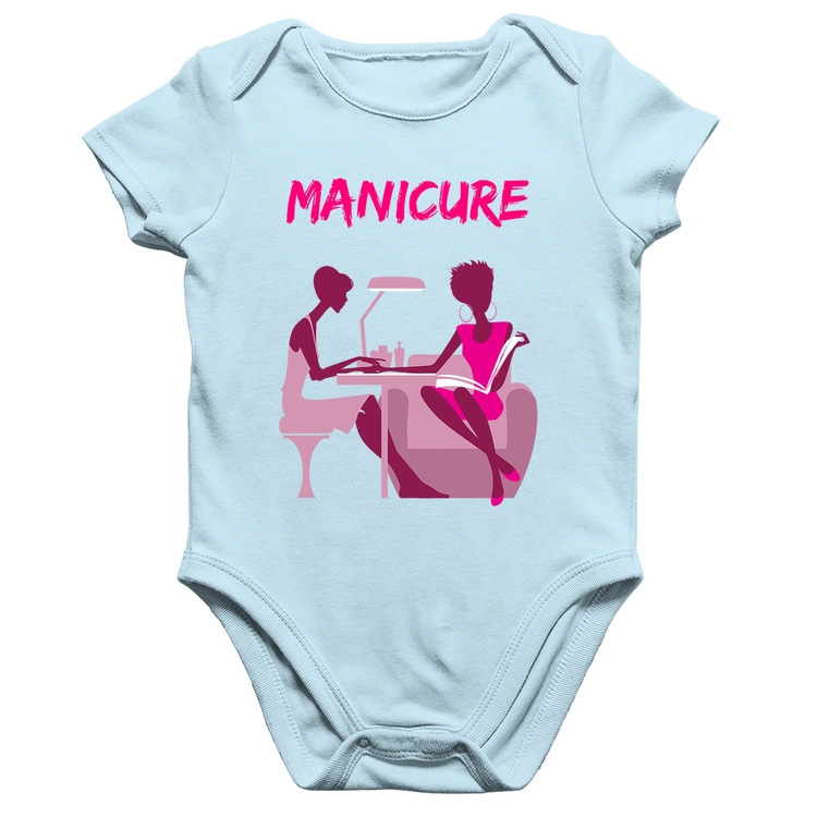 Body Bebê Algodão Manicure - Azul Bebê